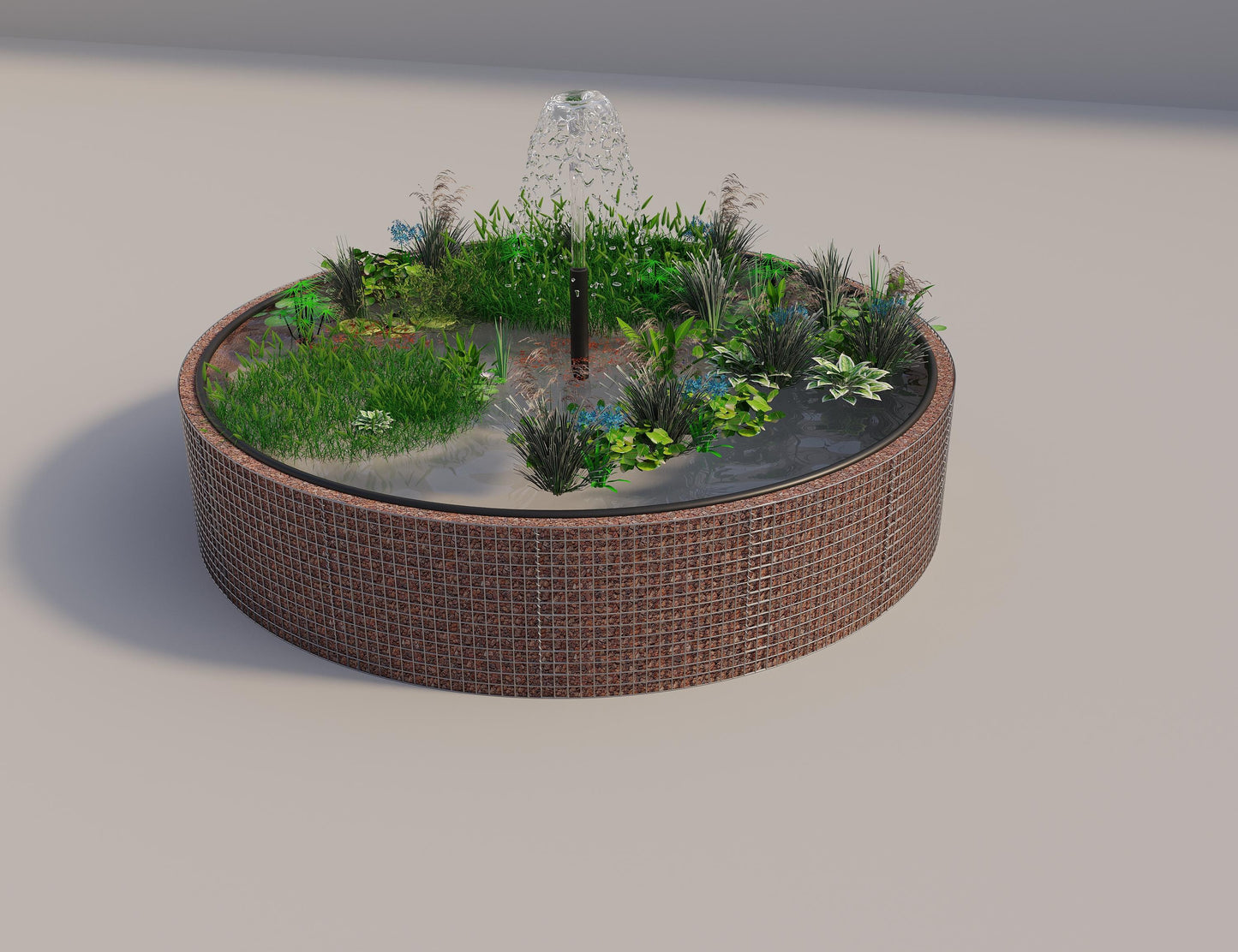 Gabbione per laghetti rialzati rotondo, diametro esterno 382 cm, altezza 80 cm, maglia 5 x 5 cm, spessore parete 15 cm