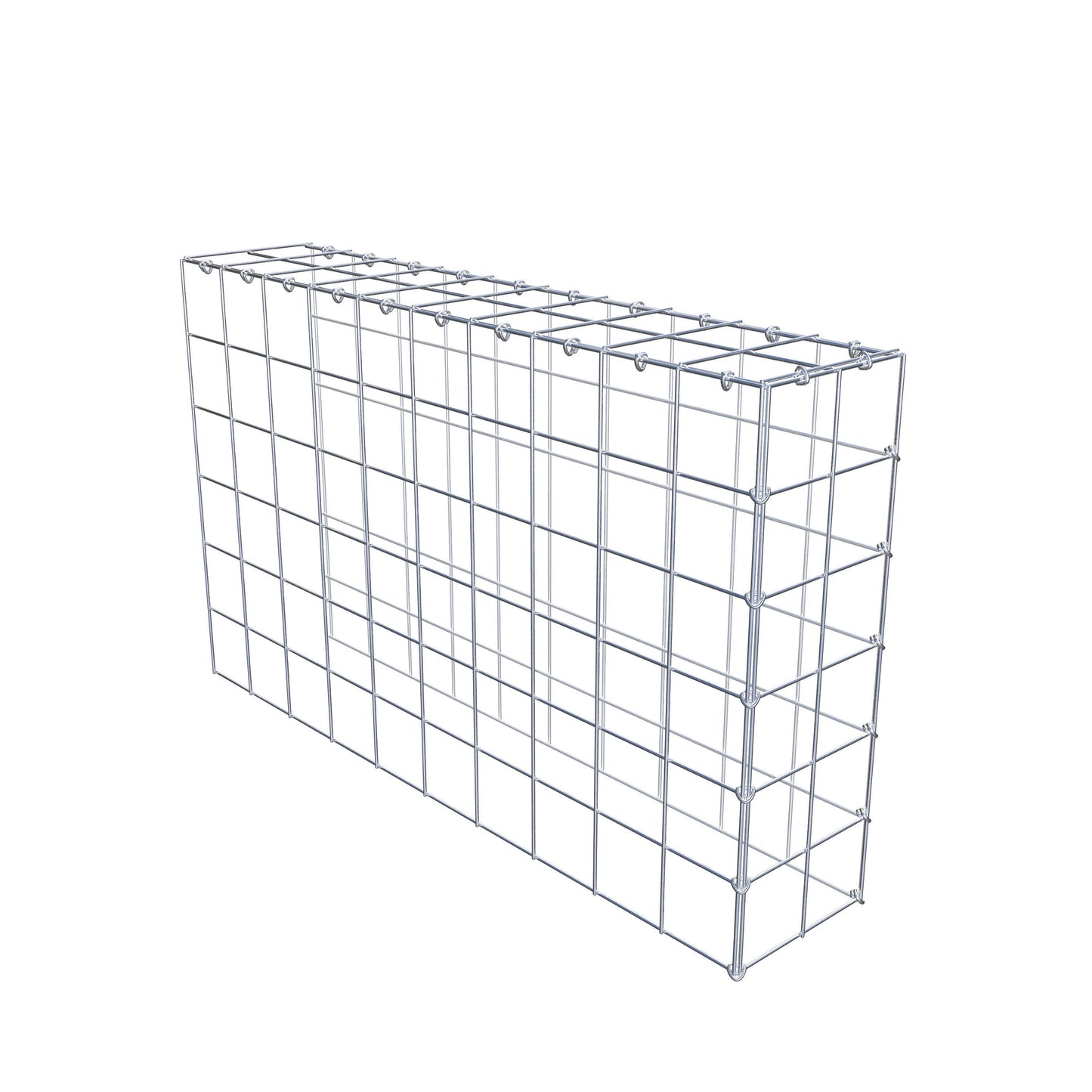 Typ 4 påbyggnadsgabion 100 cm x 60 cm x 20 cm (L x H x D), maskstorlek 10 cm x 10 cm, C-ring