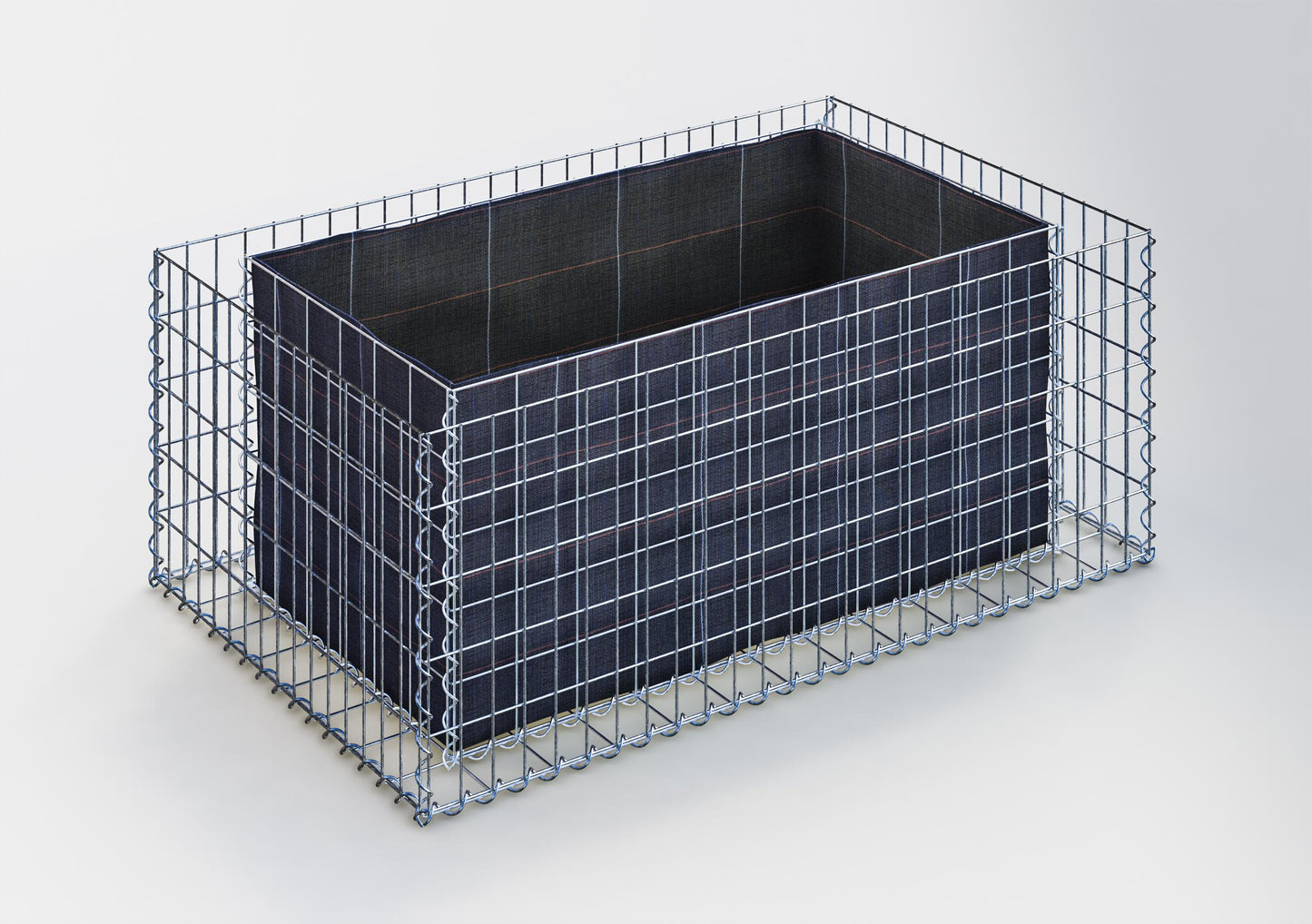 Högbädd, fyrkantig 130 cm x 50 cm x 80 cm (L x H x D), maskstorlek 5 x 10 cm, väggtjocklek 10 cm