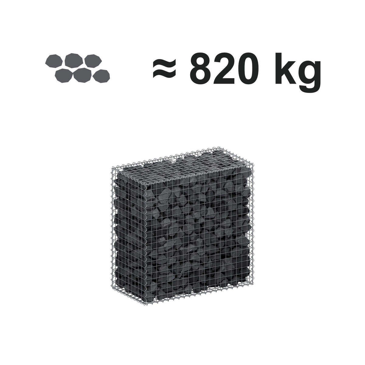 Gabion 100 cm x 100 cm x 50 cm (L x H x D), mesh size 5 cm x 5 cm, spiral