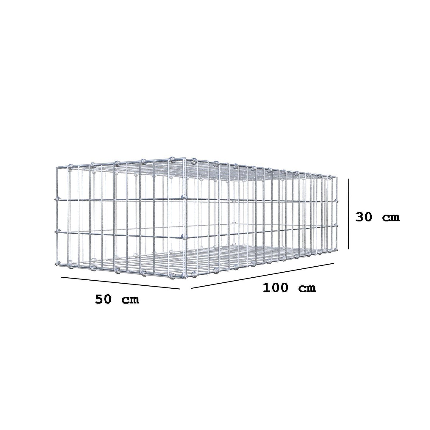 Gabion 100 cm x 30 cm x 50 cm (L x H x P), mailles 5 x 10 cm, anneau en spirale