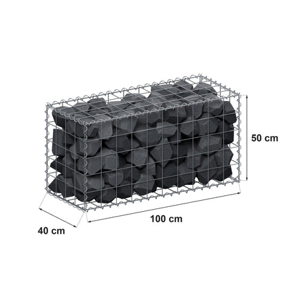 Gabione 100 cm x 50 cm x 40 cm (L x H x T), Maschenweite 10 cm x 10 cm, Spirale