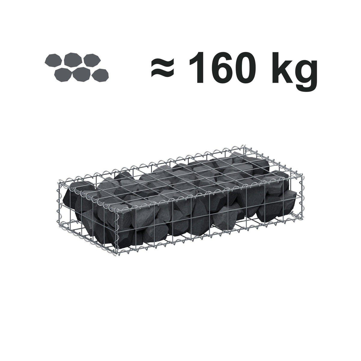 Schanskorf 100 cm x 20 cm x 50 cm (L x H x D), maaswijdte 10 cm x 10 cm, spiraalvormig