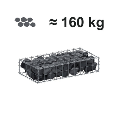 Schanskorf 100 cm x 20 cm x 50 cm (L x H x D), maaswijdte 10 cm x 10 cm, spiraalvormig