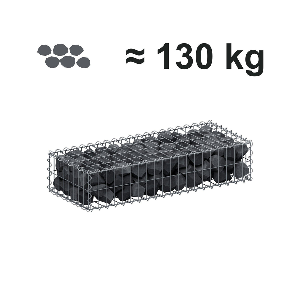 Gabion 100 cm x 20 cm x 40 cm (L x H x D), maskestørrelse 5 cm x 10 cm, spiral