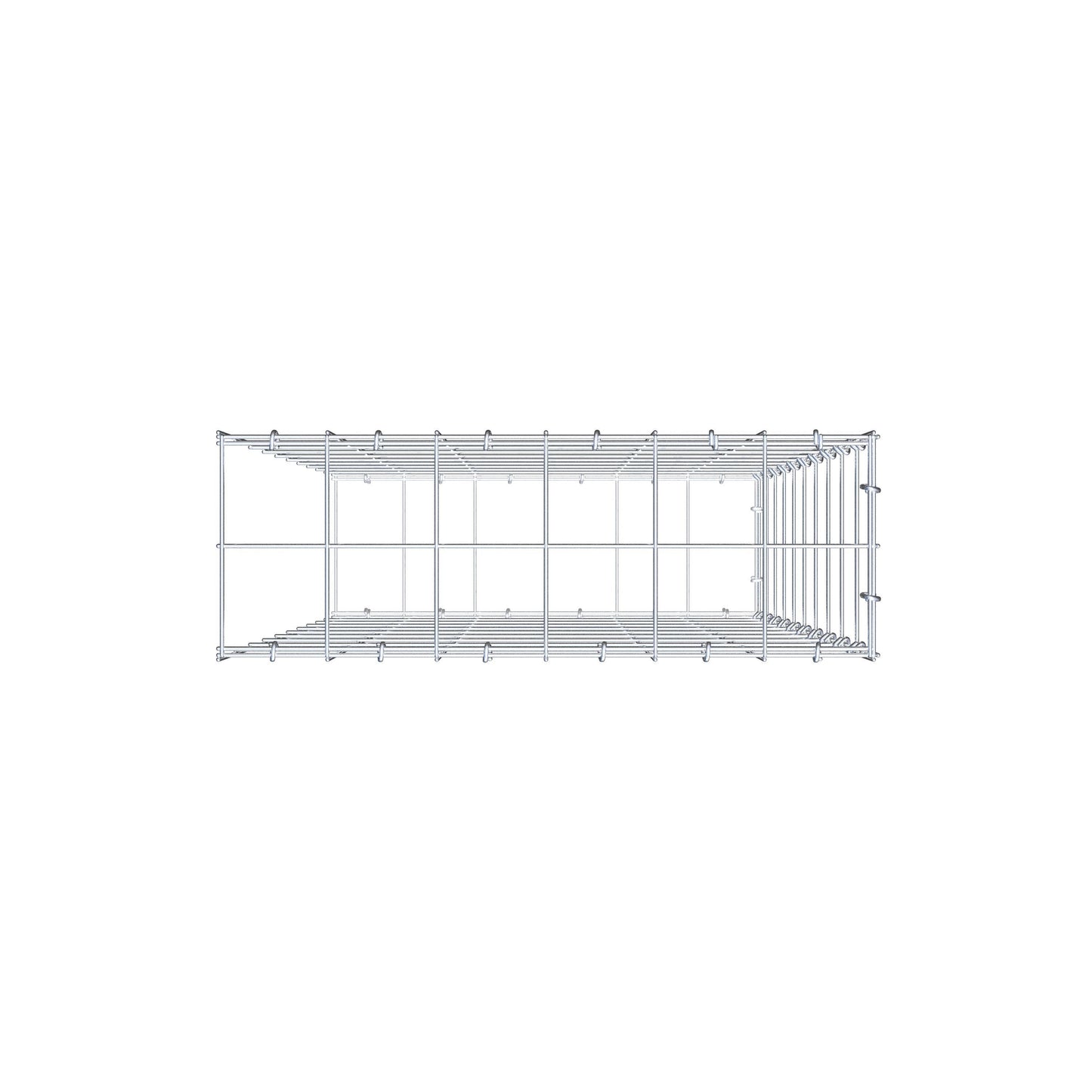 Typ 2 påbyggnadsgabion 100 cm x 60 cm x 20 cm (L x H x D), maskstorlek 10 cm x 10 cm, C-ring
