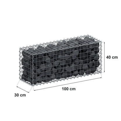 Gabione 100 cm x 40 cm x 30 cm (L x H x T), Maschenweite 5 cm x 5 cm, Spirale