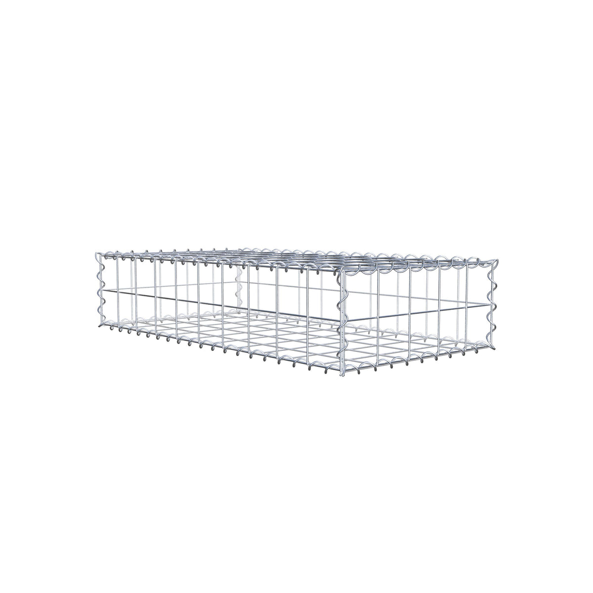 Schanskorf 100 cm x 20 cm x 50 cm (L x H x D), maaswijdte 10 cm x 10 cm, spiraalvormig