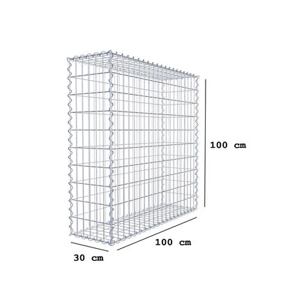 Gabbione 100 cm x 100 cm x 30 cm (L x H x P), maglia 5 cm x 10 cm, spirale