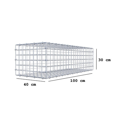 Gabion 100 cm x 30 cm x 40 cm (L x H x D), mesh size 5 x 5 cm, spiral ring