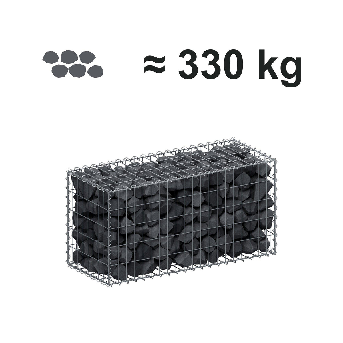Gabione 100 cm x 50 cm x 40 cm (L x H x T), Maschenweite 5 cm x 10 cm, Spirale
