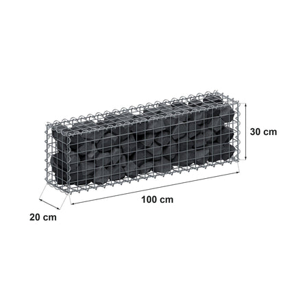 Gabion 100 cm x 30 cm x 20 cm (L x H x P), mailles 5 cm x 5 cm, spirale