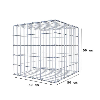 Gabione 50 cm x 50 cm x 50 cm (L x H x T), Maschenweite 5 x 10 cm, Spiralring