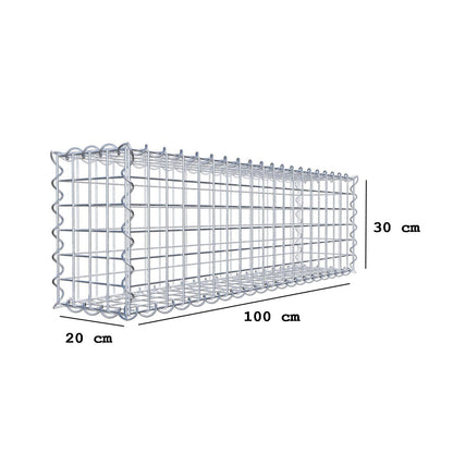 Gabion 100 cm x 30 cm x 20 cm (L x H x P), mailles 5 cm x 5 cm, spirale