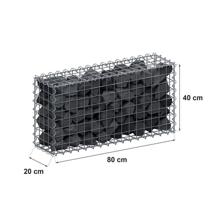 Gabione 80 cm x 40 cm x 20 cm (L x H x T), Maschenweite 5 cm x 5 cm, Spirale