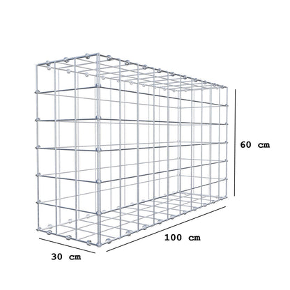 Gabbione 100 cm x 60 cm x 30 cm (L x H x P), maglia 10 x 10 cm, anello a spirale