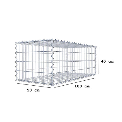 Gabion 100 cm x 40 cm x 50 cm (L x H x P), mailles 5 cm x 10 cm, spirale