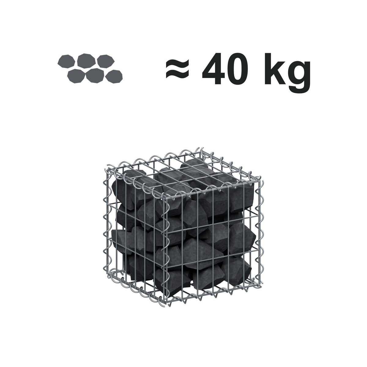 Gabion 30 cm x 30 cm x 30 cm (L x H x D), maskestørrelse 5 cm x 10 cm, spiral