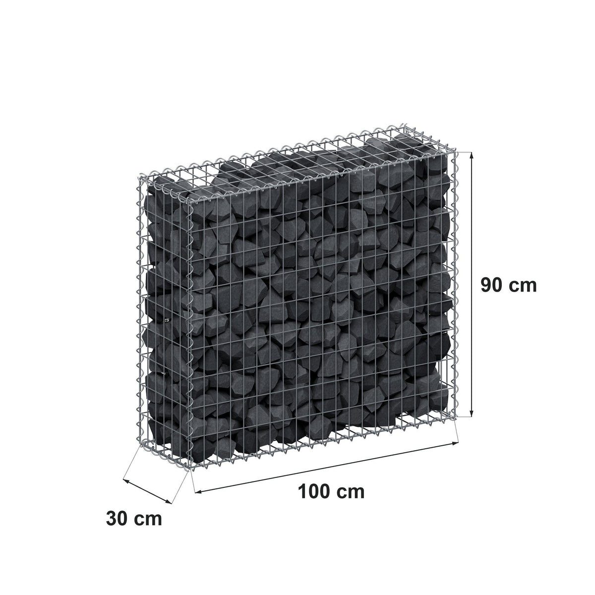 Schanskorf 100 cm x 90 cm x 30 cm (L x H x D), maaswijdte 5 cm x 10 cm, spiraal