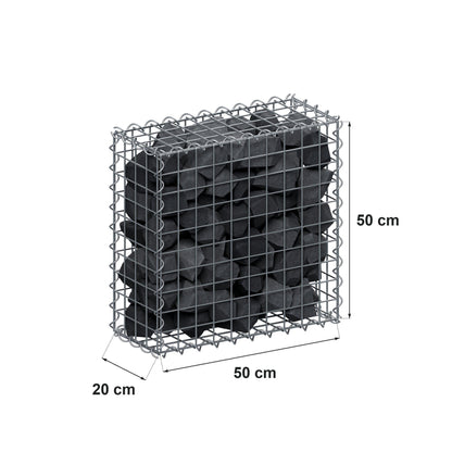 Gabione 50 cm x 50 cm x 20 cm (L x H x T), Maschenweite 5 cm x 5 cm, Spirale