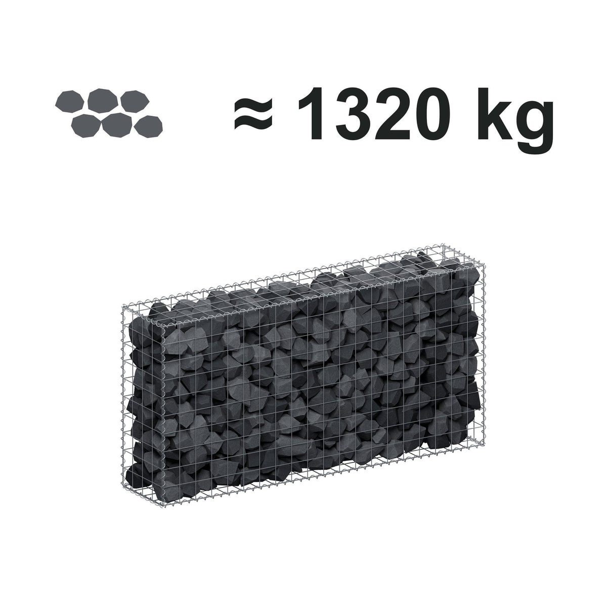 Gabion 200 cm x 100 cm x 40 cm (L x H x D), maskstorlek 10 cm x 10 cm, spiral
