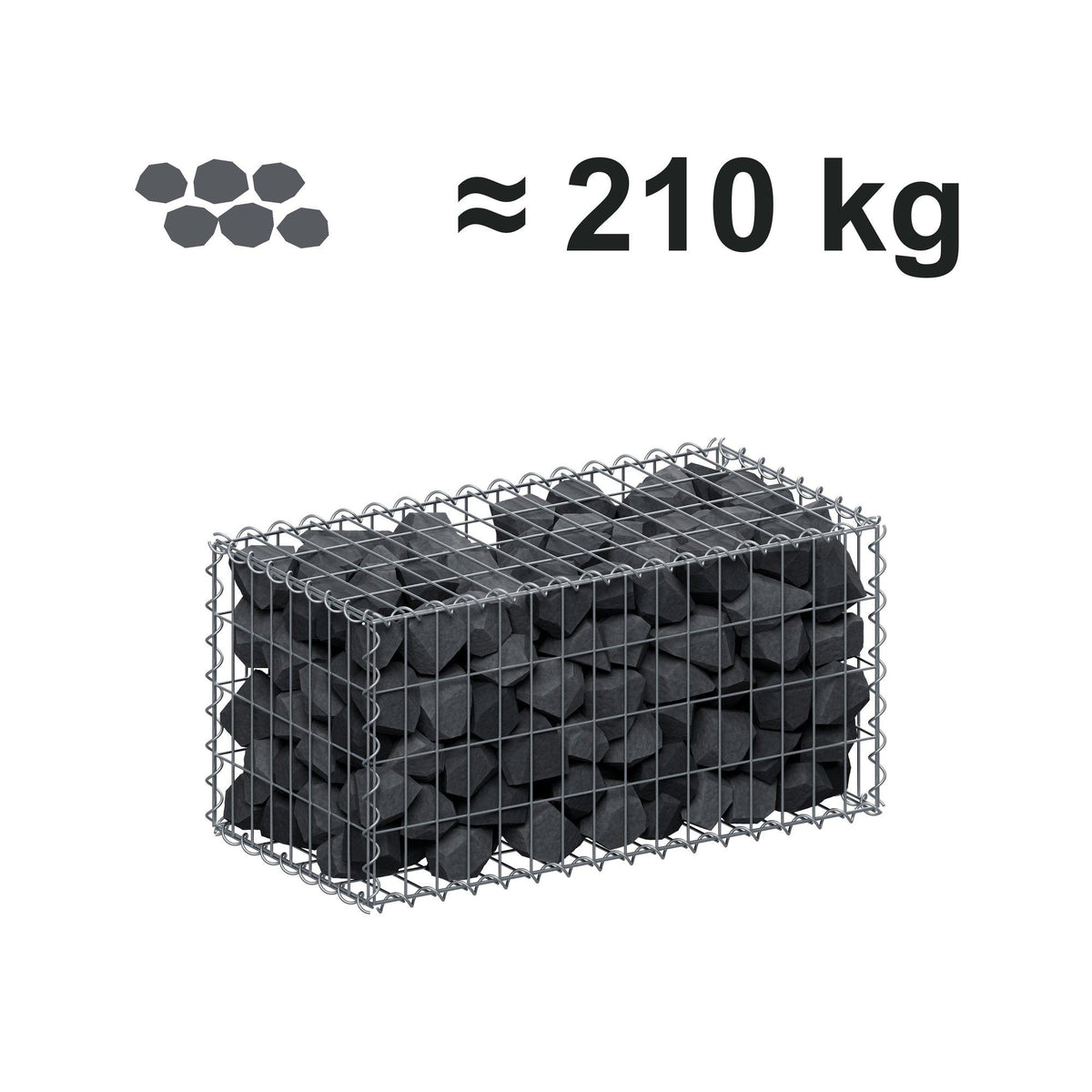 Gabion 80 cm x 40 cm x 40 cm (L x H x D), maskstorlek 5 cm x 10 cm, spiral