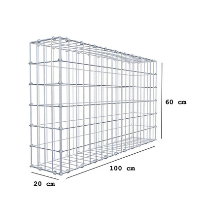 Gabbione 100 cm x 60 cm x 20 cm (L x H x P), maglia 5 x 10 cm, anello a spirale