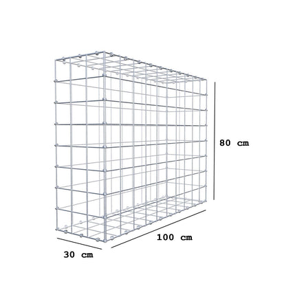 Gabbione 100 cm x 80 cm x 30 cm (L x H x P), maglia 10 x 10 cm, anello a spirale