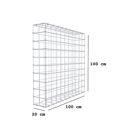 Gabion 100 cm x 100 cm x 20 cm (L x H x D), mesh size 10 x 10 cm, spiral ring