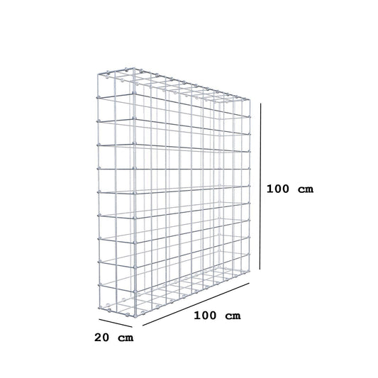 Gabbione 100 cm x 100 cm x 20 cm (L x H x P), maglia 10 x 10 cm, anello a spirale