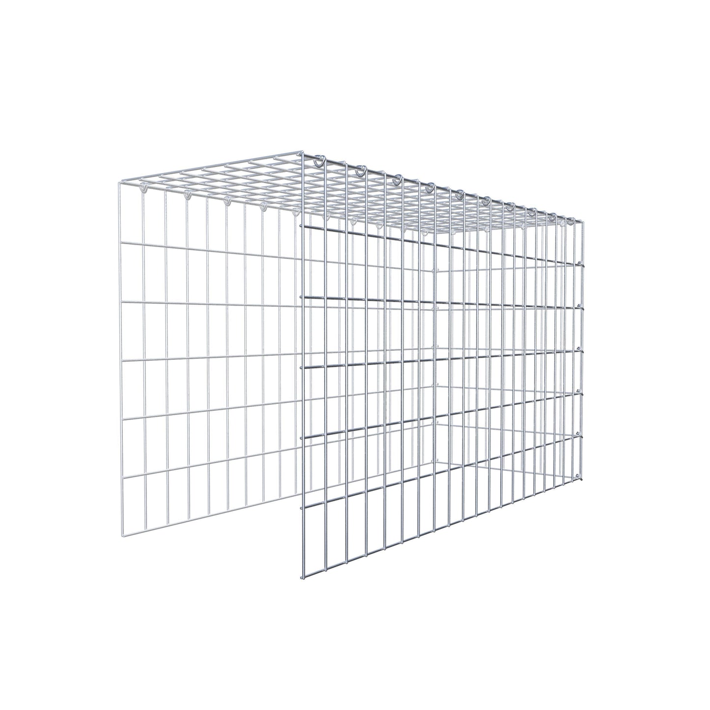 Typ 4 påbyggnadsgabion 100 cm x 60 cm x 40 cm (L x H x D), maskstorlek 5 cm x 10 cm, C-ring