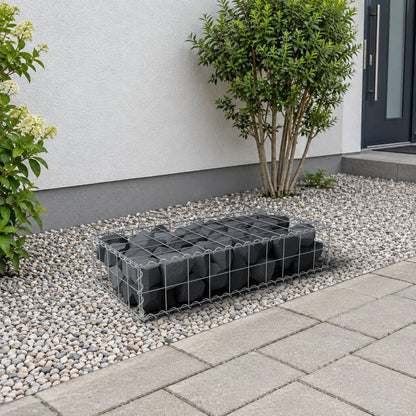 Schanskorf 100 cm x 20 cm x 50 cm (L x H x D), maaswijdte 10 cm x 10 cm, spiraalvormig