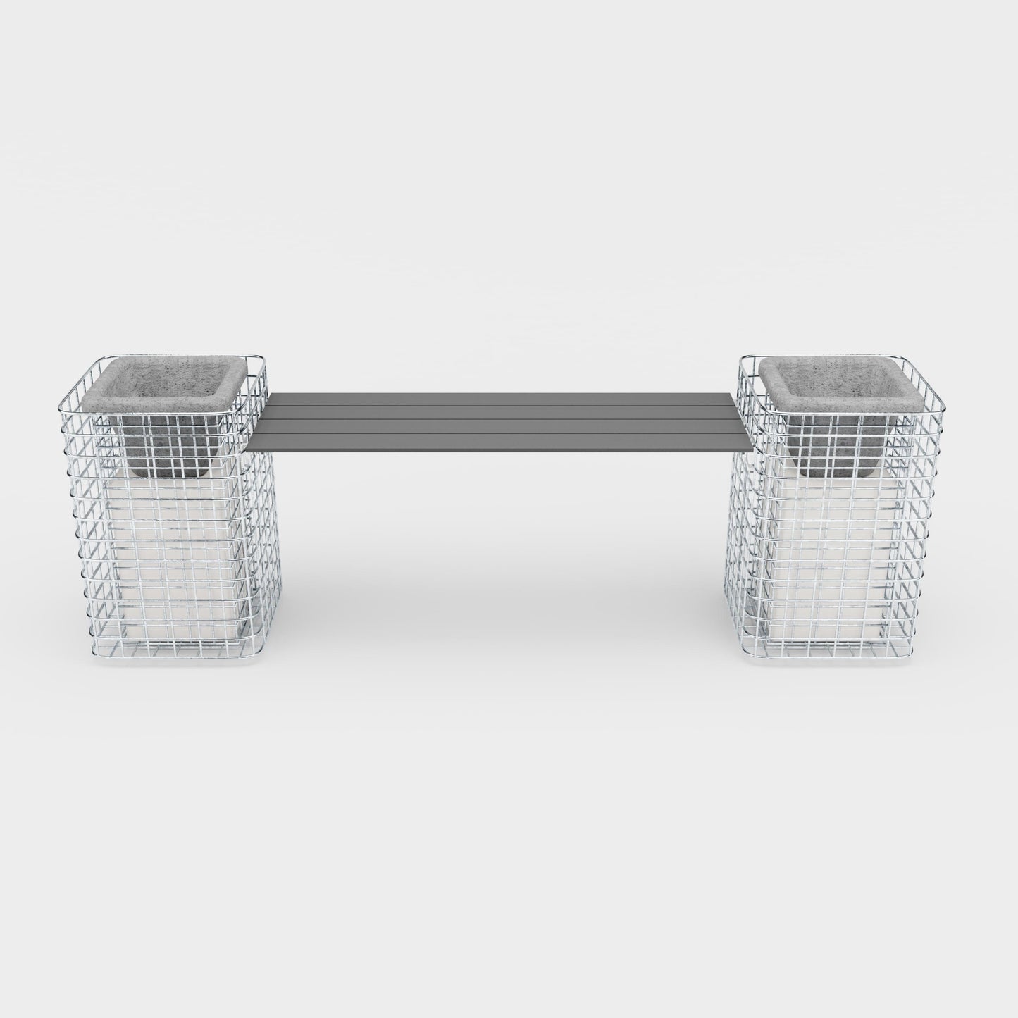 Banco de jardim com 2 colunas de flores - 200 x 62 x 42 (C x A x P) MW 5 x 5 cm galvanizado a quente, com capa reciclada em antracite