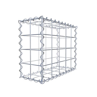 Schanskorf 50 cm x 40 cm x 20 cm (L x H x D), maaswijdte 10 cm x 10 cm, spiraalvormig