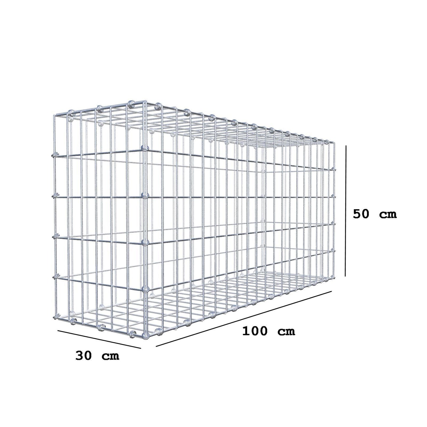 Gabion 100 cm x 50 cm x 30 cm (L x H x D), mesh size 5 x 10 cm, spiral ring