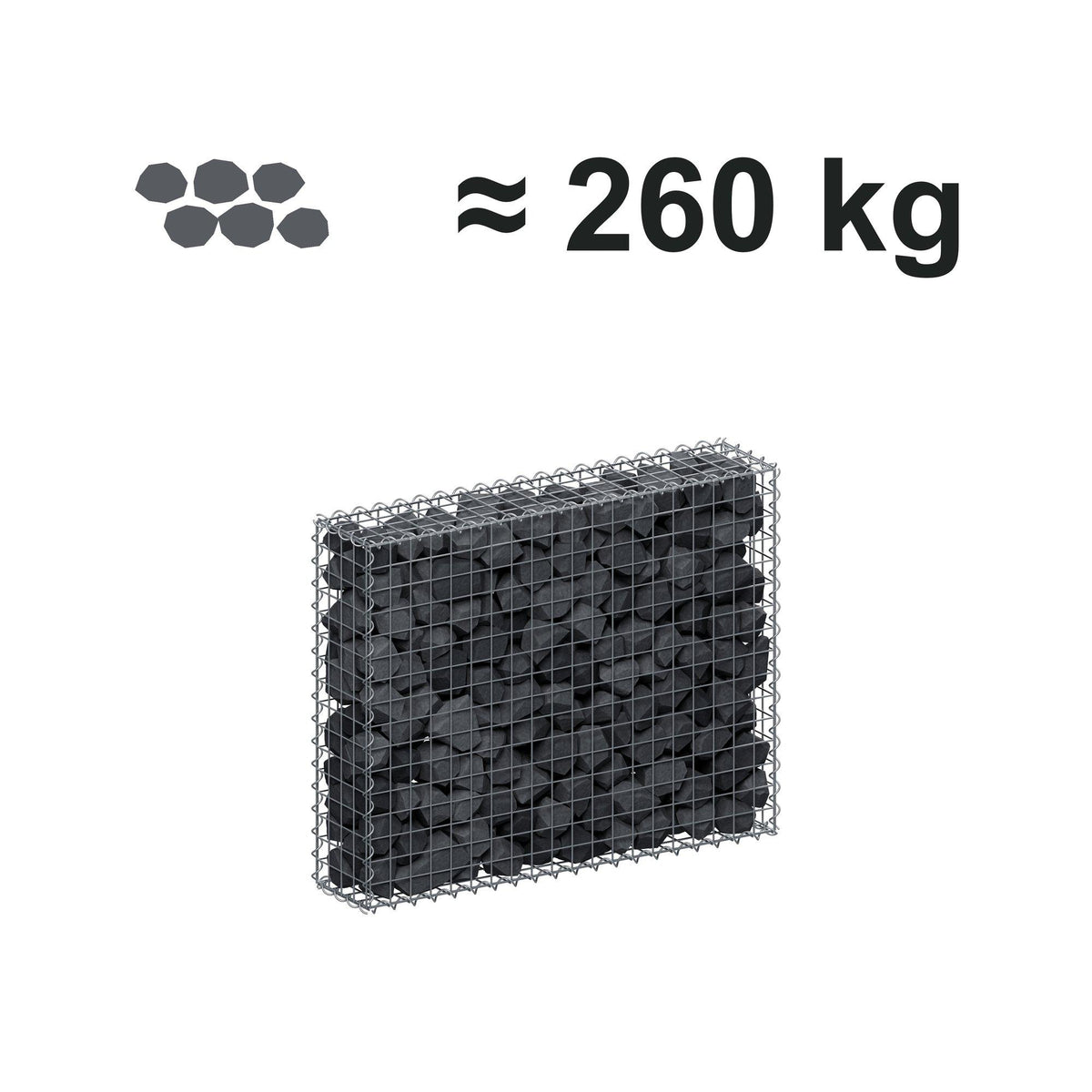 Gabion 100 cm x 80 cm x 20 cm (L x H x D), maskstorlek 5 cm x 5 cm, spiral