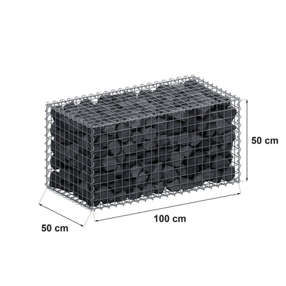 Gabion 100 cm x 50 cm x 50 cm (L x H x P), mailles 5 cm x 5 cm, spirale