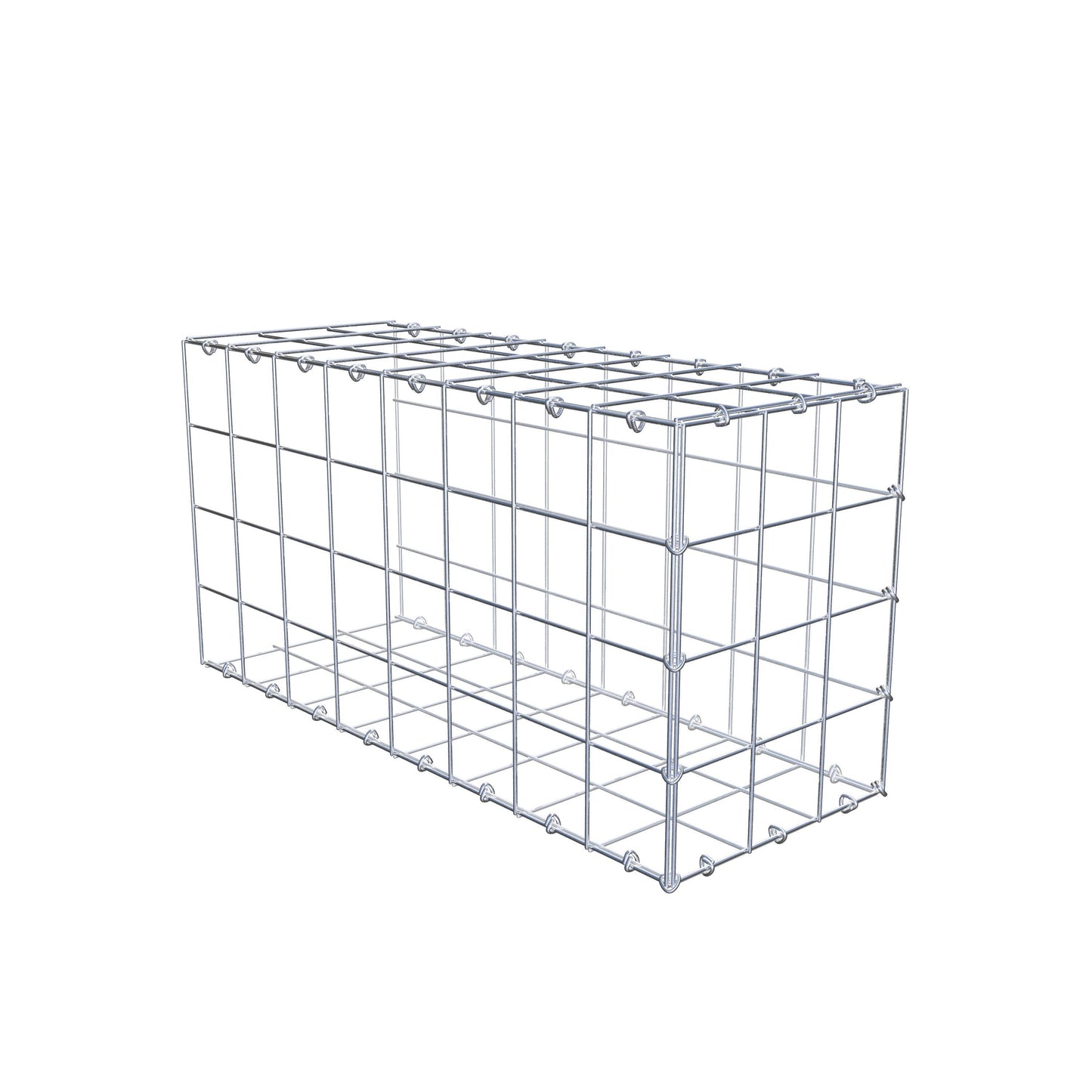Typ 2 påbyggnadsgabion 80 cm x 40 cm x 30 cm (L x H x D), maskstorlek 10 cm x 10 cm, C-ring