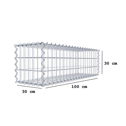 Gabião 100 cm x 30 cm x 30 cm (C x A x P), malhagem 5 cm x 10 cm, espiral