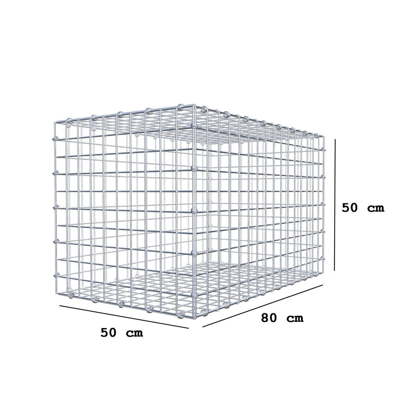 Gabion 80 cm x 50 cm x 50 cm (L x H x D), maskstorlek 5 x 5 cm, spiralring