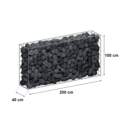 Gabion 200 cm x 100 cm x 40 cm (L x H x D), maskstorlek 10 cm x 10 cm, spiral