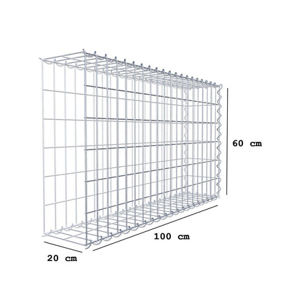 Gabião tipo 2 100 cm x 60 cm x 20 cm (C x A x P), malhagem 5 cm x 10 cm, espiral