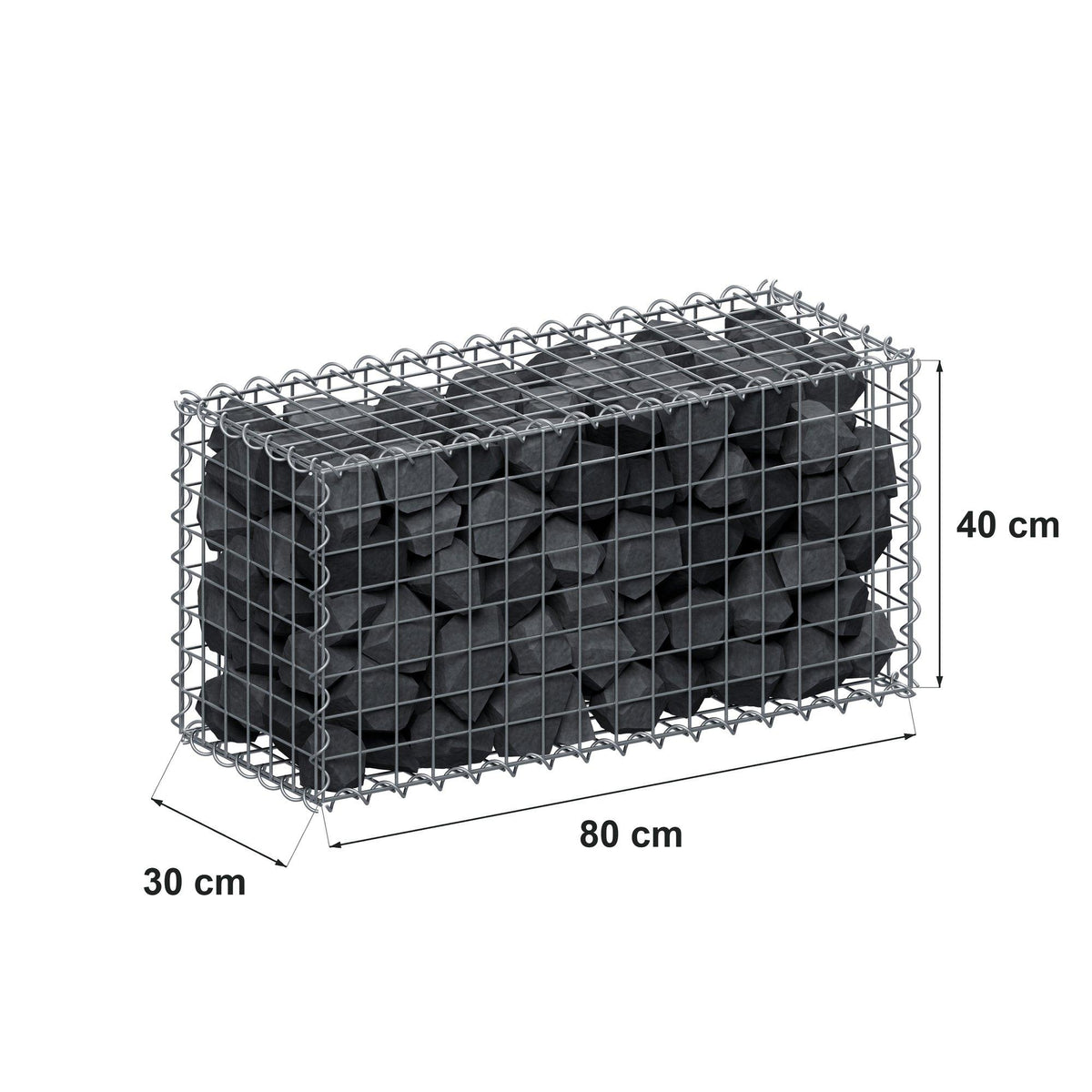 Gabion 80 cm x 40 cm x 30 cm (L x H x P), mailles 5 cm x 5 cm, spirale