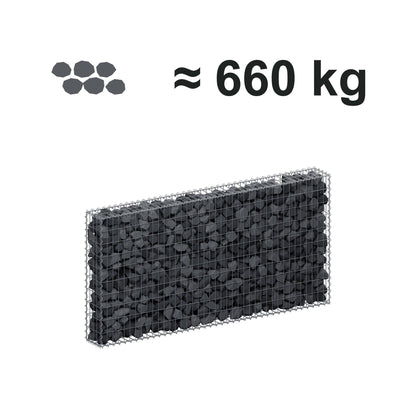 Gabbione 200 cm x 100 cm x 20 cm (L x H x P), maglia 5 cm x 10 cm, spirale