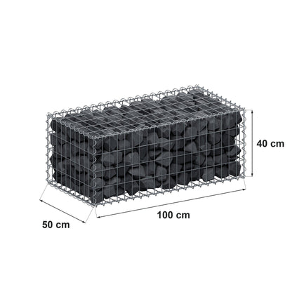 Gabion 100 cm x 40 cm x 50 cm (L x H x P), mailles 5 cm x 10 cm, spirale