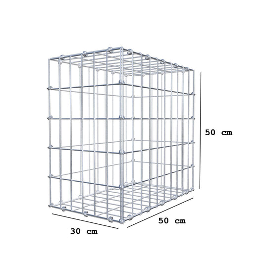 Gabione 50 cm x 50 cm x 30 cm (L x H x T), Maschenweite 5 x 10 cm, Spiralring