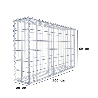 Gabion 100 cm x 60 cm x 20 cm (L x H x P), mailles 5 cm x 10 cm, spirale