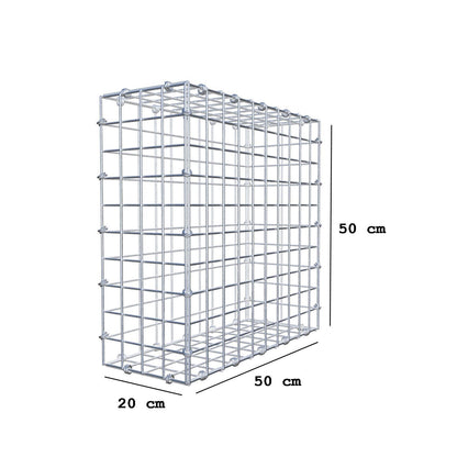 Gabion 50 cm x 50 cm x 20 cm (L x H x D), maskestørrelse 5 x 5 cm, spiralring