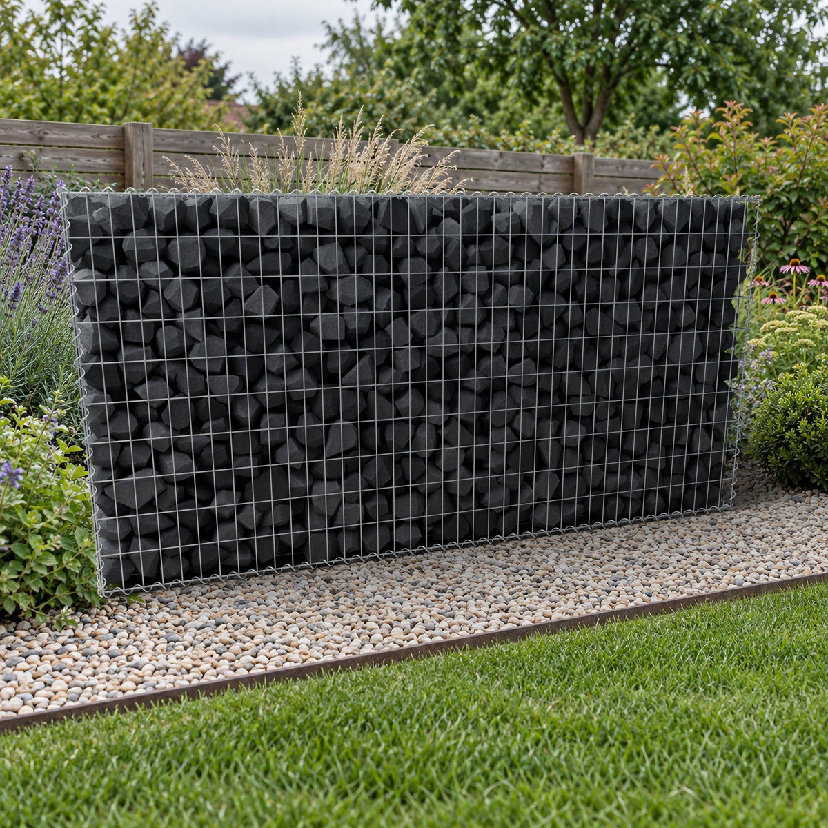 Gabion 200 cm x 100 cm x 50 cm (L x H x D), maskestørrelse 5 cm x 10 cm, spiral