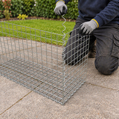 Gabion 100 cm x 60 cm x 40 cm (L x H x D), maskestørrelse 5 cm x 5 cm, spiral